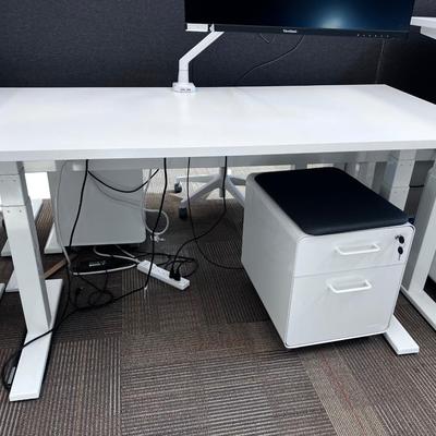 POPPIN Series L Adjustable Height Desk Top, White 