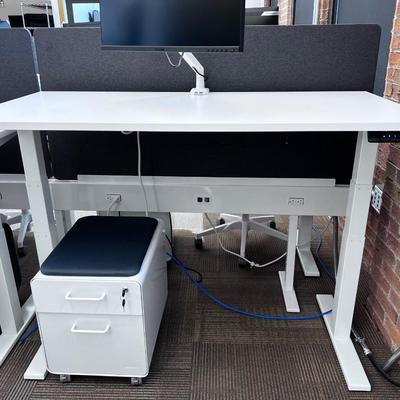 POPPIN Series L Adjustable Height Desk Top, White 