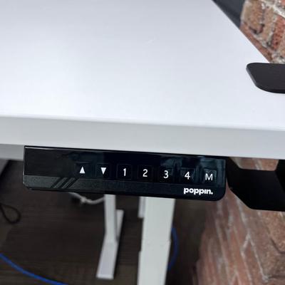 POPPIN Series L Adjustable Height Desk Top, White 