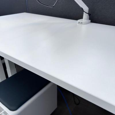 POPPIN Series L Adjustable Height Desk Top, White 
