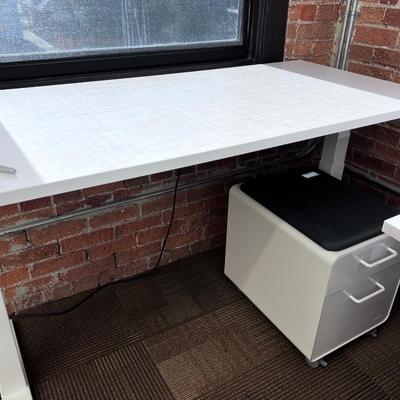 POPPIN Series L Adjustable Height Desk Top, White (In the West Corner) 