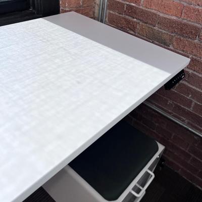 POPPIN Series L Adjustable Height Desk Top, White (In the West Corner) 