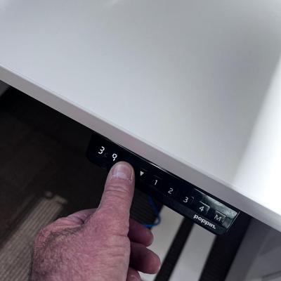 POPPIN Series L Adjustable Height Desk Top, White 