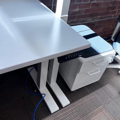 POPPIN Series L Adjustable Height Desk Top, White 