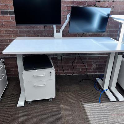 POPPIN Series L Adjustable Height Desk Top, White 