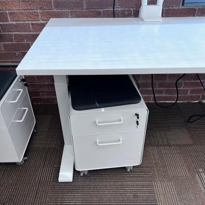 POPPIN Series L Adjustable Height Desk Top, White 