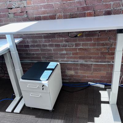 POPPIN Series L Adjustable Height Desk Top, White 