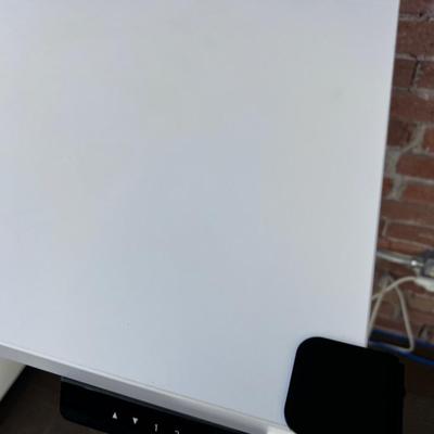 POPPIN Series L Adjustable Height Desk Top, White 