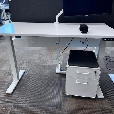 POPPIN Series L Adjustable Height Desk Top, White 