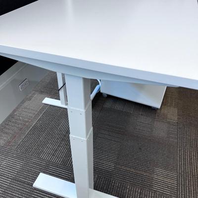 POPPIN Series L Adjustable Height Desk Top, White 