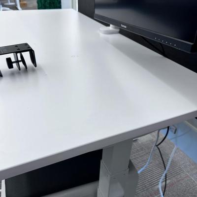 POPPIN Series L Adjustable Height Desk Top, White 