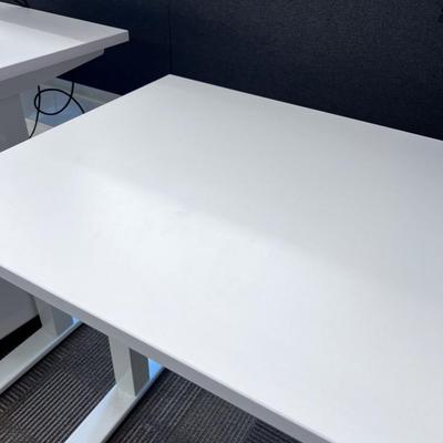 POPPIN Series L Adjustable Height Desk Top, White 