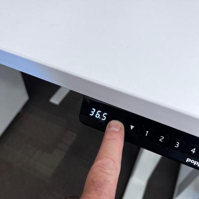 POPPIN Series L Adjustable Height Desk Top, White 