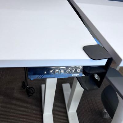 POPPIN Series L Adjustable Height Desk Top, White 
