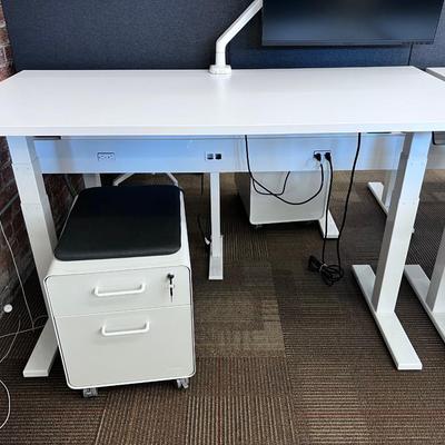 POPPIN Series L Adjustable Height Desk Top, White 