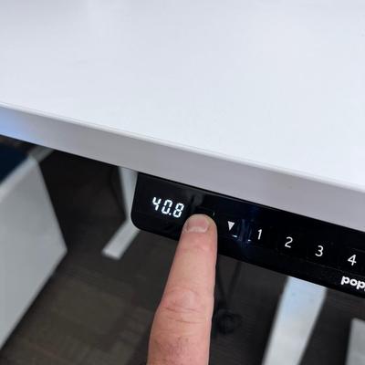 POPPIN Series L Adjustable Height Desk Top, White 