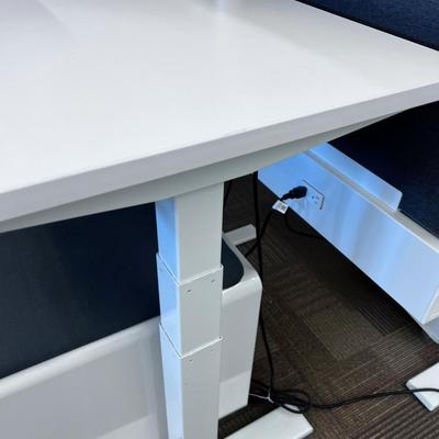 POPPIN Series L Adjustable Height Desk Top, White 