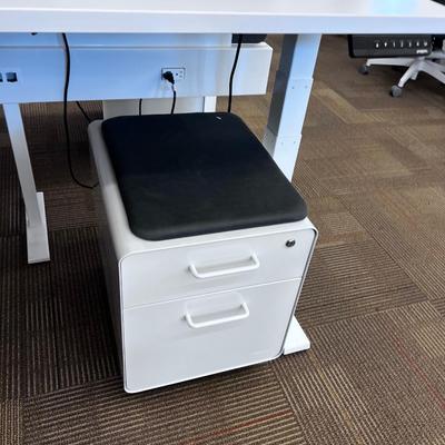 POPPIN Series L Adjustable Height Desk Top, White 