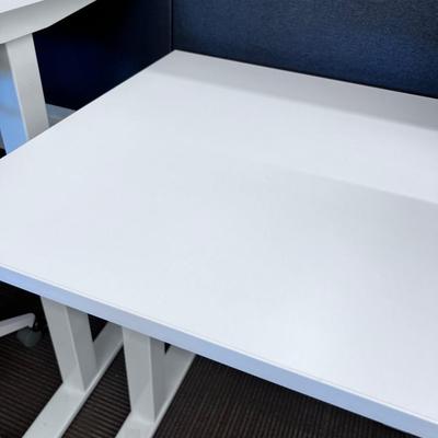 POPPIN Series L Adjustable Height Desk Top, White 