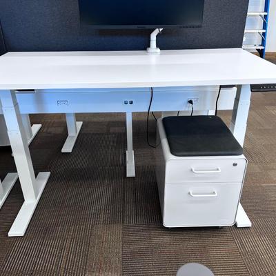 POPPIN Series L Adjustable Height Desk Top, White 