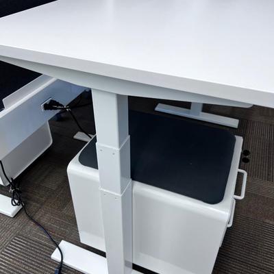 POPPIN Series L Adjustable Height Desk Top, White 