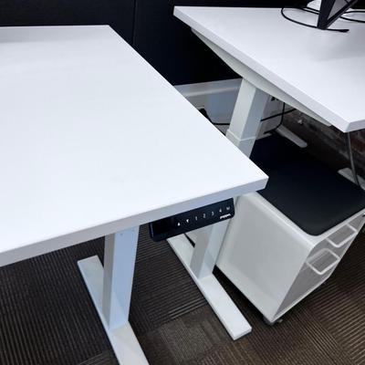 POPPIN Series L Adjustable Height Desk Top, White 