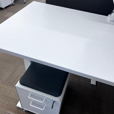 POPPIN Series L Adjustable Height Desk Top, White 