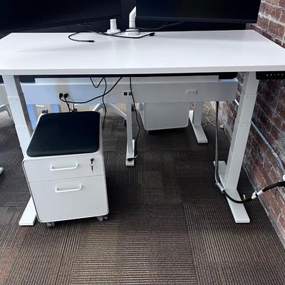 POPPIN Series L Adjustable Height Desk Top, White 
