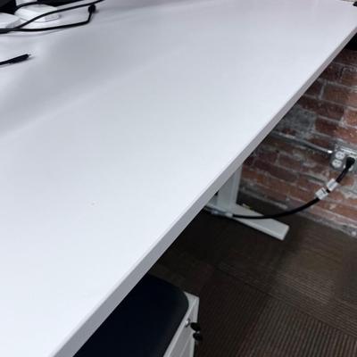 POPPIN Series L Adjustable Height Desk Top, White 