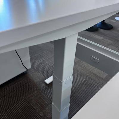 POPPIN Series L Adjustable Height Desk Top, White 