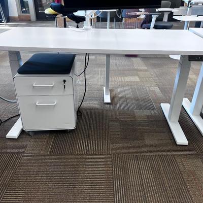POPPIN Series L Adjustable Height Desk Top, White 