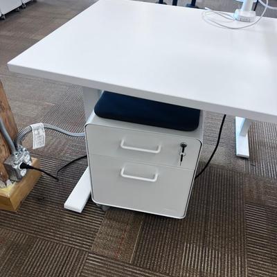 POPPIN Series L Adjustable Height Desk Top, White 