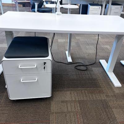 POPPIN Series L Adjustable Height Desk Top, White 
