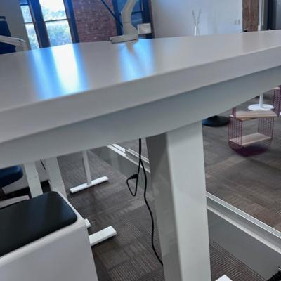 POPPIN Series L Adjustable Height Desk Top, White 
