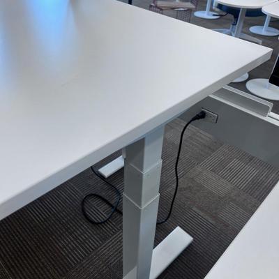 POPPIN Series L Adjustable Height Desk Top, White 