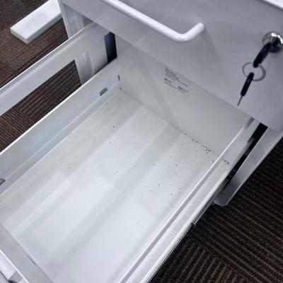 POPPIN Series L Adjustable Height Desk Top, White 