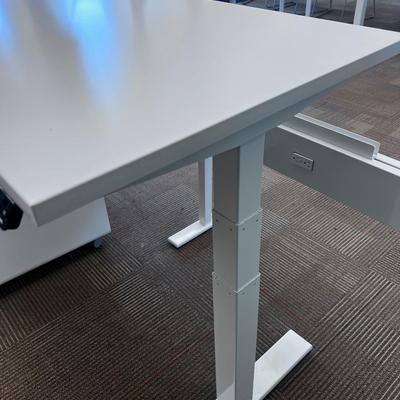POPPIN Series L Adjustable Height Desk Top, White 