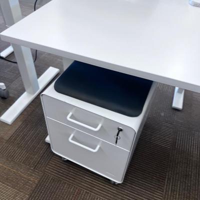 POPPIN Series L Adjustable Height Desk Top, White 