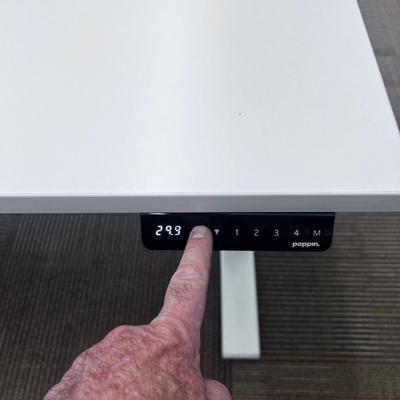 POPPIN Series L Adjustable Height Desk Top, White 