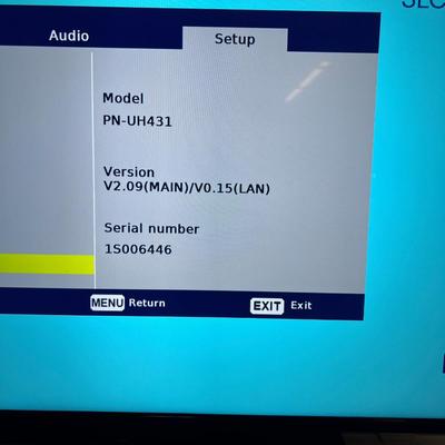 SHARP Television with Remote 43" Wall Mounted Bounce ZOOM Room 2 Zion Location.