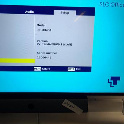SHARP Television with Remote 43" Wall Mounted Bounce ZOOM Room 2 Zion Location.