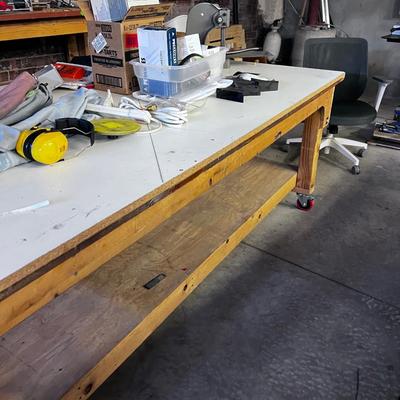 Extra Large Work Shop Table with Contents Included. 