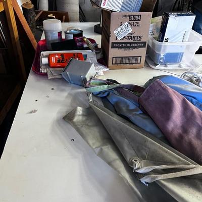 Extra Large Work Shop Table with Contents Included. 