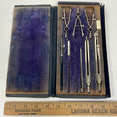 Antique Apollo Drafting Tools with case