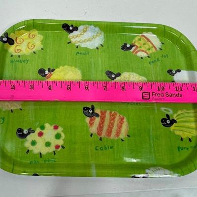 Spring Decor Lot - fake grass, ceramic bowls, and plastic tray