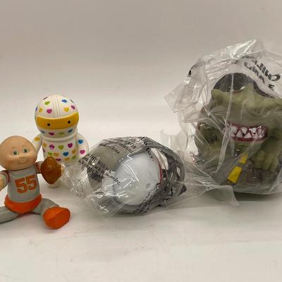 Jack in the Box in Raiders Helmet, Cabbage Patch Football Player, and 2 other toys