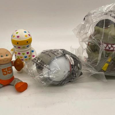 Jack in the Box in Raiders Helmet, Cabbage Patch Football Player, and 2 other toys