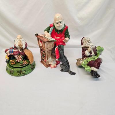 Trio of Ceramic Santa Christmas Figures (BS-JS)