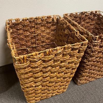 Pair of Wicker Laundry Baskets with Lids