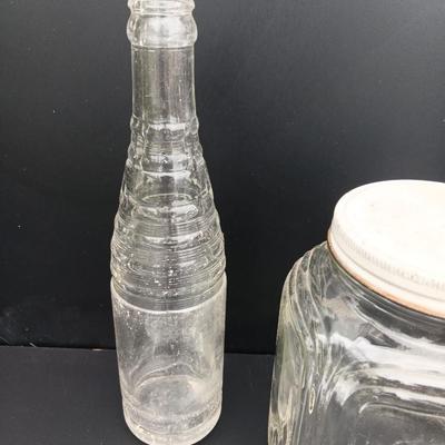 Antique lidded Jar = Pepsi bottles and an advertisement Ashtray - Lamar Colorado